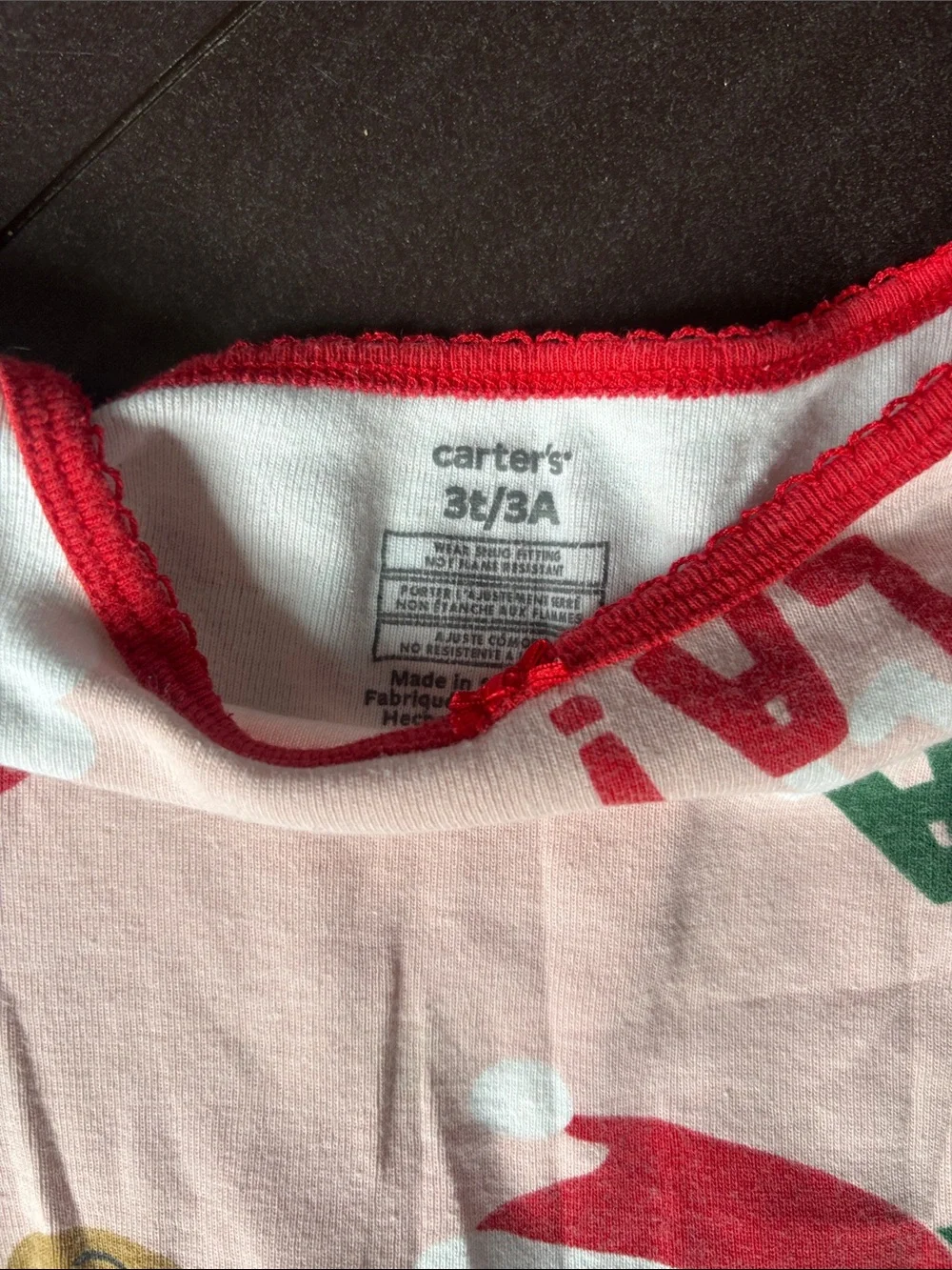 Carter's Pink Holiday Santa & Reindeer Pajama Set with Red Trim